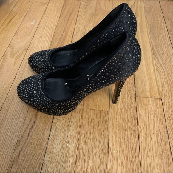 BCBG MaxAzria size 8.5 black rhinestone heels - Picture 3 of 7